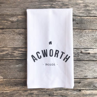 Custom City & Area/Zipcode Tea Towel - Linen and Ivory